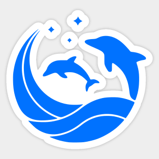 Dolphins Jumping Waves Sticker